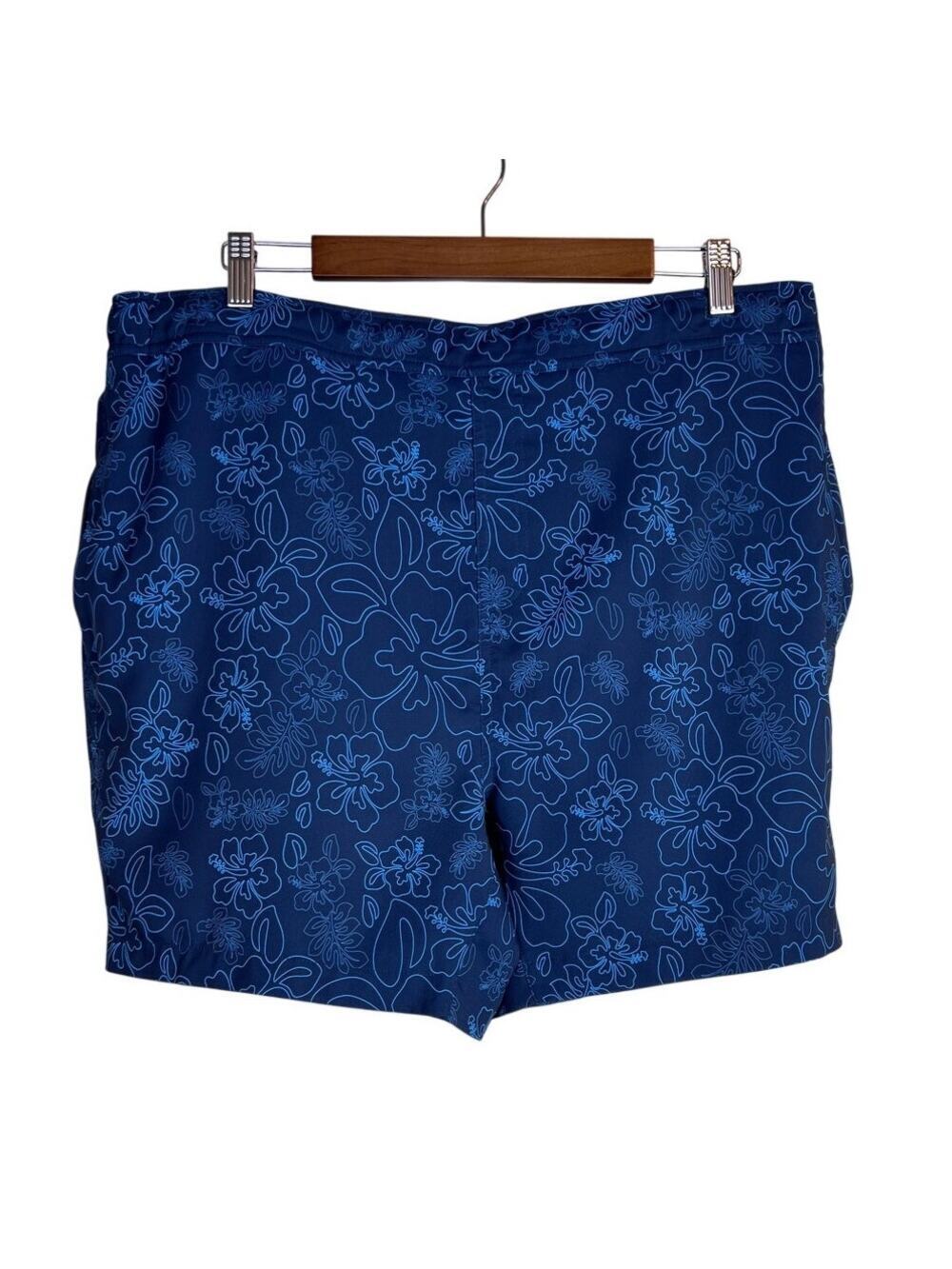 Mack Weldon Mens Swim Trunks Quick Dry Polyester Stretch Floral Blue XXL